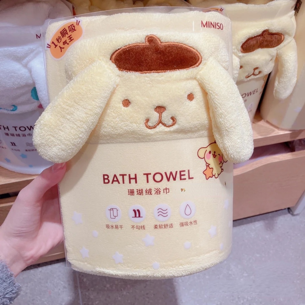 SANRIO Miniso Khăn Tắm Vải Nhung San Hô Mềm Mại Thấm Hút Tốt Dành Cho Cún Cưng