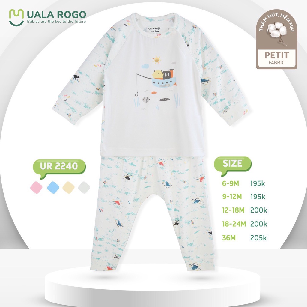 [CHÍNH HÃNG] Bộ dài tay raglan petit in hình họa tiết trẻ em Uala Rogo