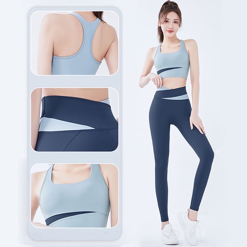 Bộ quần áo tập phối gym yoga nữ cao cấp có mút ngực  thông thoáng, co giãn, thoáng mát hàng quảng chất loại đẹp ofelia