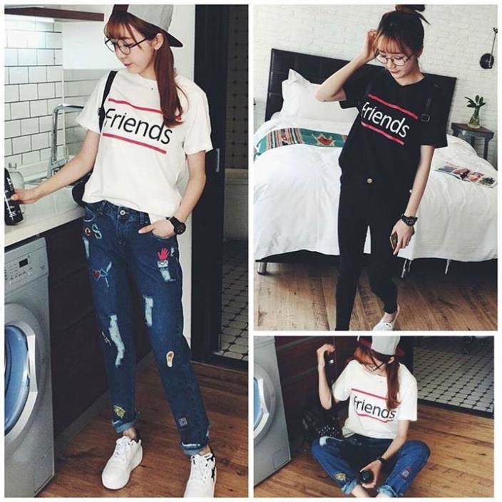 ÁO THUN UNISEX NGẮN TAY CHỮ FRIENDS NHIỀU MÀU