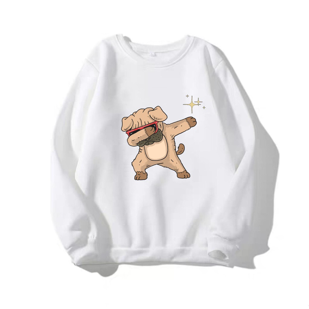 Áo sweater nam nữ in hình Chó Pug, chất nỉ dày dặn, hợp làm áo cặp William - DS110
