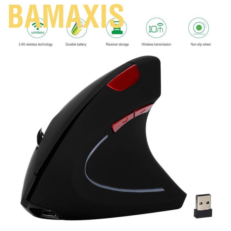 Bamaxis HXSJ Innovative 2400DPI Optical Wireless Ergonomic Vertical Gaming Mouse for PC/ Laptop