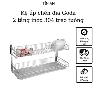 Kệ úp bát đĩa treo tường inox 304 cao cấp Goda 2 tầng 676x300mm
