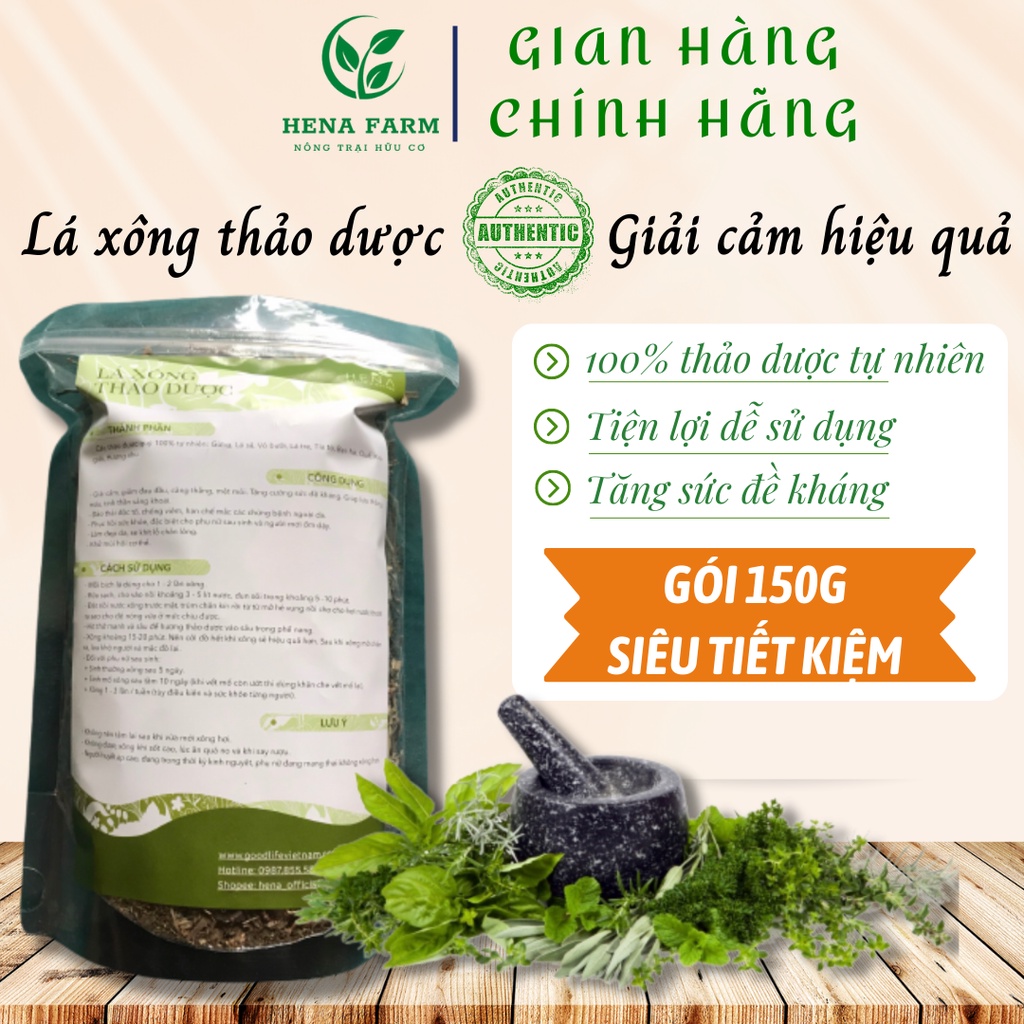 Lá Xông Giải Cảm Hena, Lá Xông Thảo Dược Tăng Sức Đề Kháng, Thảo Dược Xông Hơi Toàn Thân