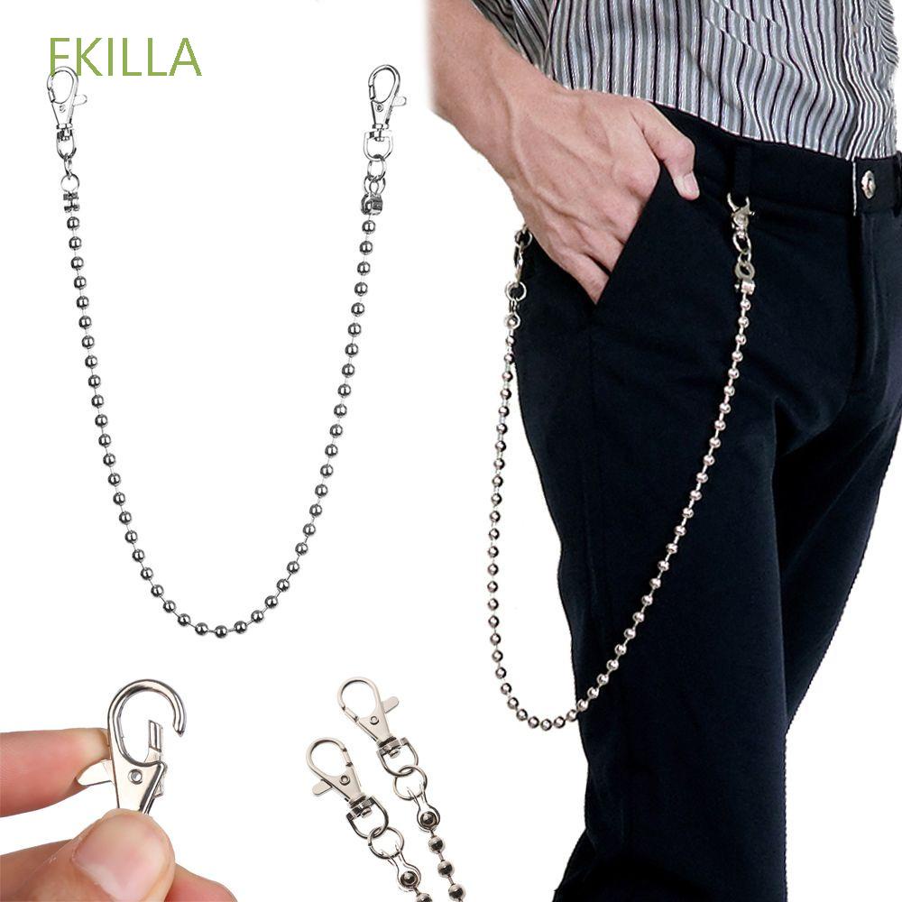 ☆FKILLA☆ 51 CM Ví Punk Chuỗi kim loại Chuỗi quần jean cho nam giới nữ thương hiệu trang sức thời trang