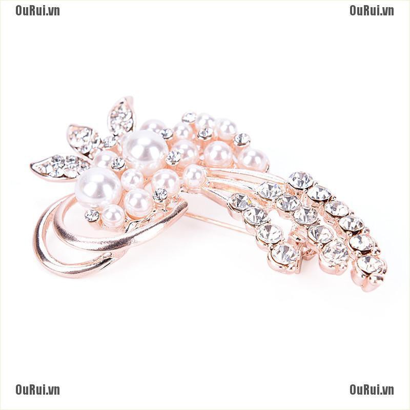 (FCC) Trâm Cài Áo Sơ Mi Cotton Đính Đá Và Ngọc Trai Giả Phong Cách vintage