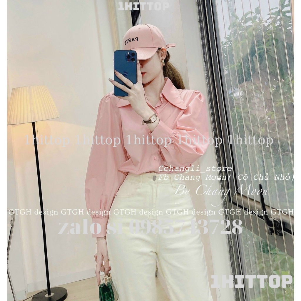 áo sơ mi tay bồng 2 màu trắng hồng NH00099 1hittop