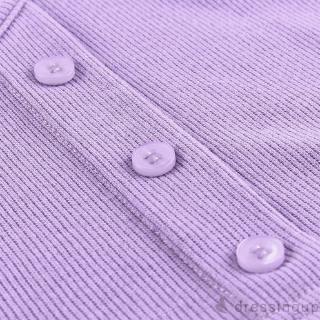 D❃♪Áo ngắn thời trang sọc rốn màu tím dành cho nữ (S / M / L)