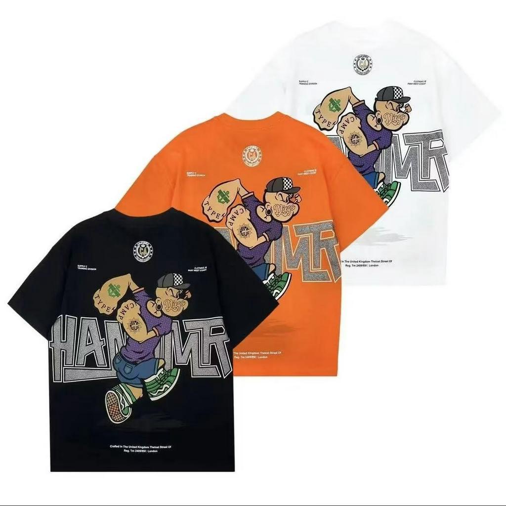 Áo Thun Cotton Ngắn Tay Cổ Tròn In Hoạt Hình 3 Màu Thời Trang Mùa Hè Trẻ Trung Dành Cho Nam M-5XL