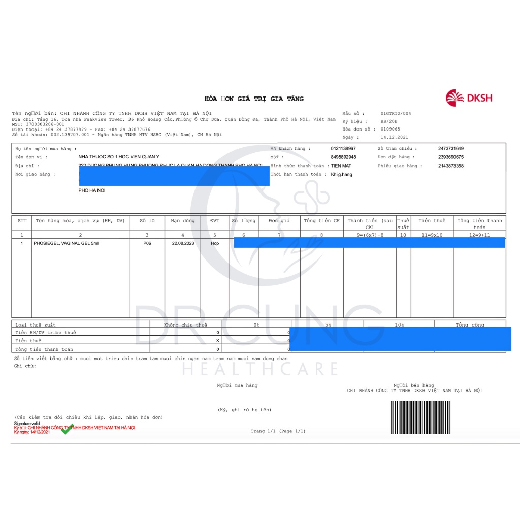 Bác Sĩ Cung pHosiegel - Gel Đặt Âm Đạo, Phòng Ngừa Nhiễm Khuẩn, Chăm Sóc Vùng Kín, Khử Mùi Hôi, Cân Bằng p