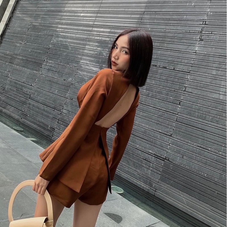 Yoona Auth &HM2T-Jumpsuit short tay dài V ngực sexy sang chảnh Yn