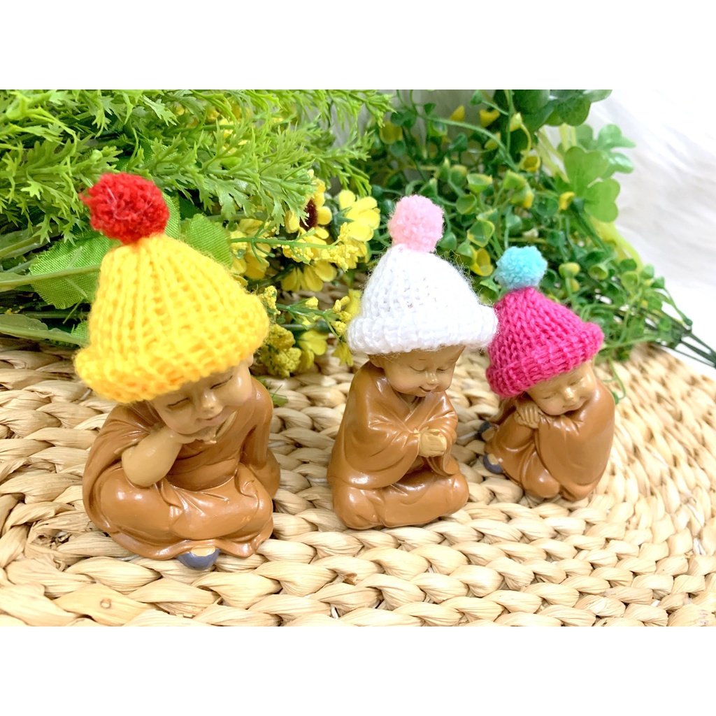 Bộ 3 Chú Tiểu Ấn Độ Hoan Hỉ Tài Lộc Nón Len ( Hình Thật + Video Thật )