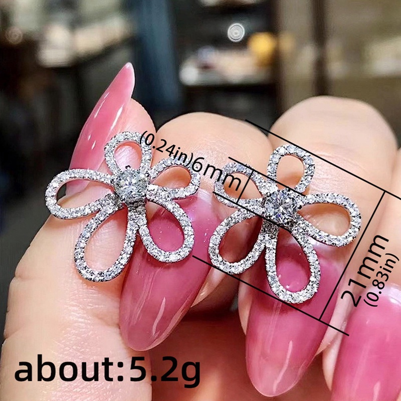 Khuyên Tai Hình Bông Hoa Đính Đá Sang Trọng Dành Cho Nữ