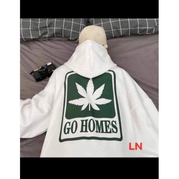 Áo hoodie hình lá Go Homein lưng