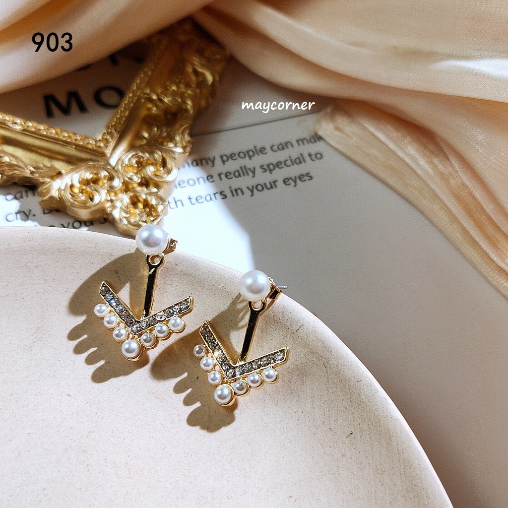 Khuyên tai cao cấp mạ bạc 925 đính ngọc