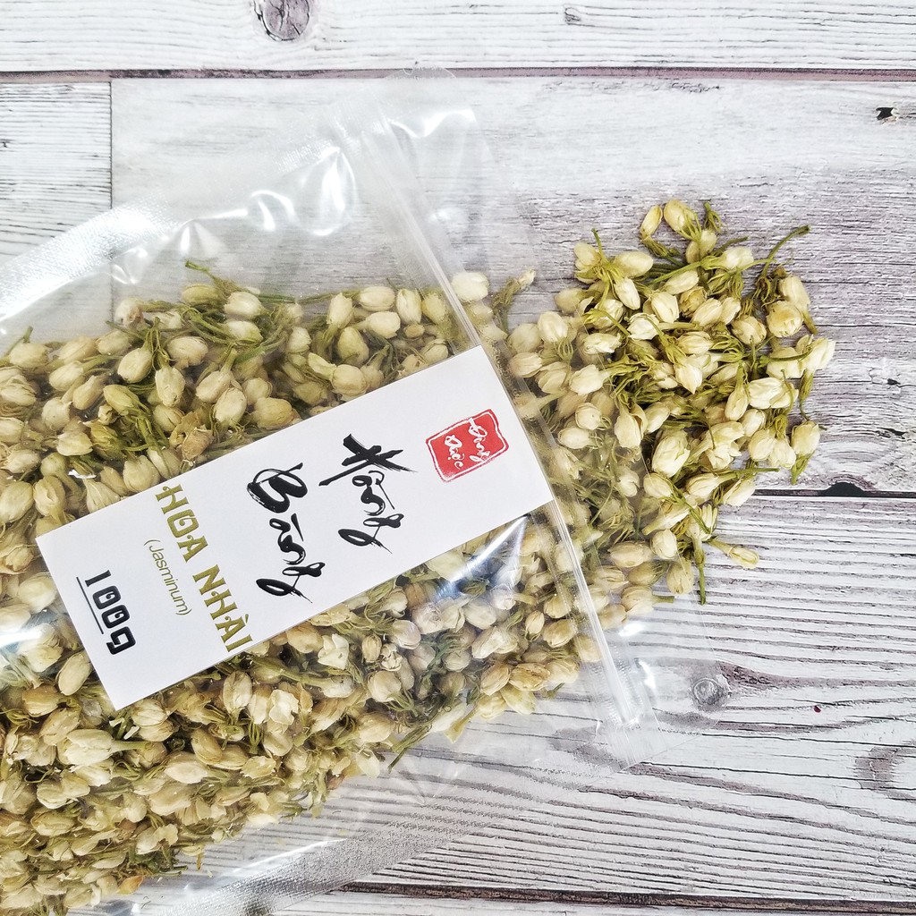 TRÀ HOA NHÀI 50g Hồng Bàng ( nụ hoa lài khô sấy lạnh to thơm đẹp, làm trà dưỡng nhãn, trà giảm cân, không tẩm hương liệu