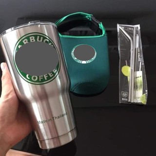 [FREESHIP❤️] LY GIỮ NHIỆT THÁI LAN 900ML ĐỦ BỘ TÚI VÀ 2 ỐNG HÚT INOX