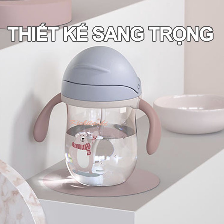 Bình Tập Uống Nước Cho Bé Kichilachi, Từ 6 Tháng Tuổi Trở Lên, Có Van Chống Sặc, Dung Tích 220ml , Chất Liệu Nhựa Tritan