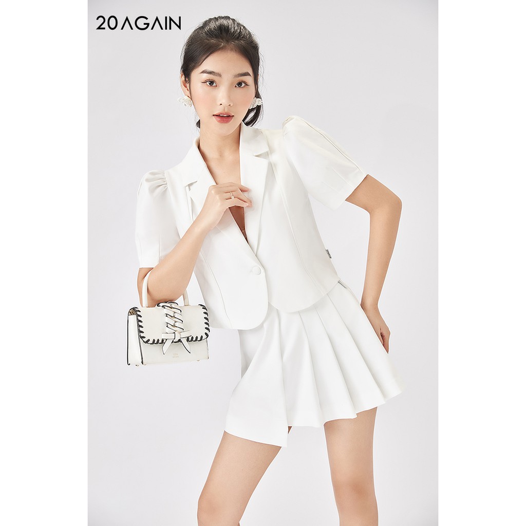 Áo sơ mi nữ, ngắn tay, cổ vest, họa tiết 20AGAIN ABW1165 | BigBuy360 - bigbuy360.vn