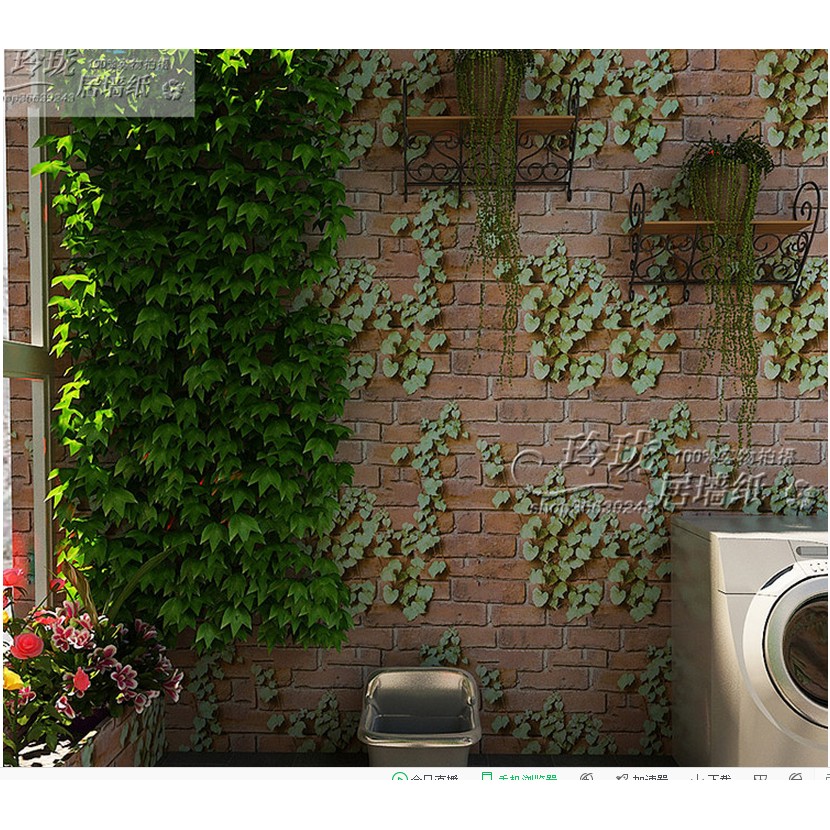 Decal giấy dán tường dây leo đá xám (khổ rộng 0.45m)