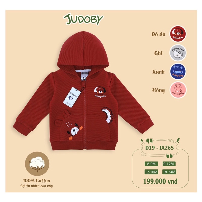 Áo khoác có mũ vải cotton phối hình cho bé Dokma - JUDOBY JA265