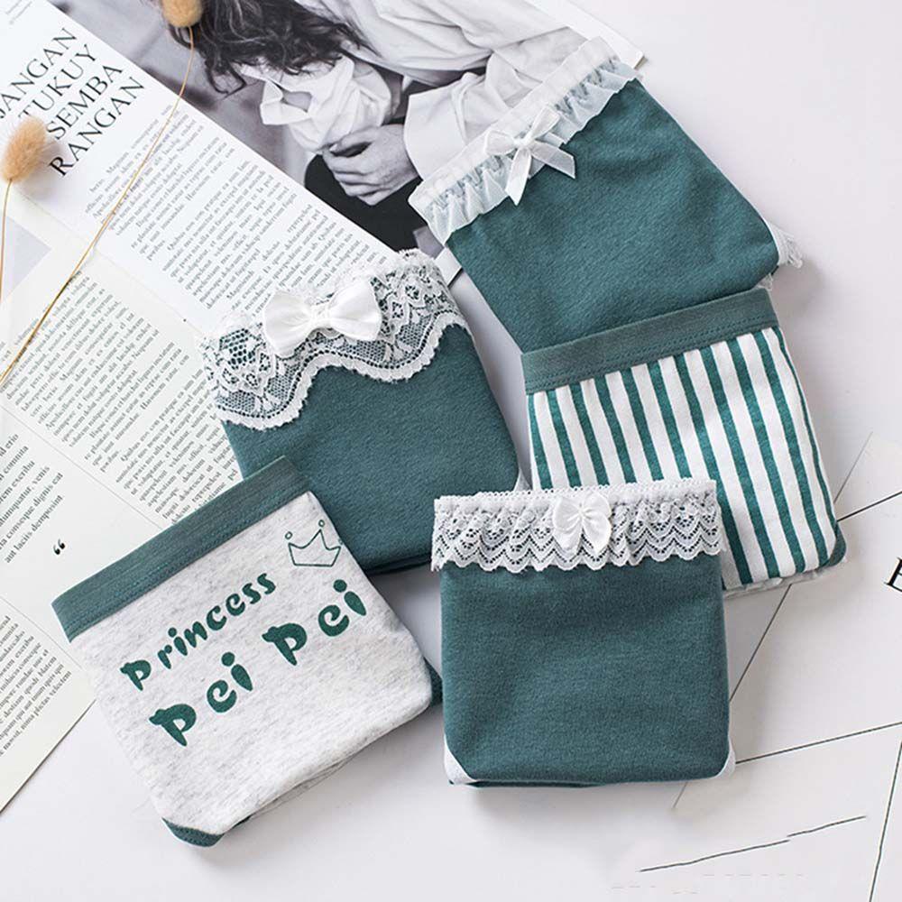 OCEANMAP Quần Lót Cotton Mềm Mại Lưng Thấp In Họa Tiết Caro Ngọt Ngào Cho Nữ