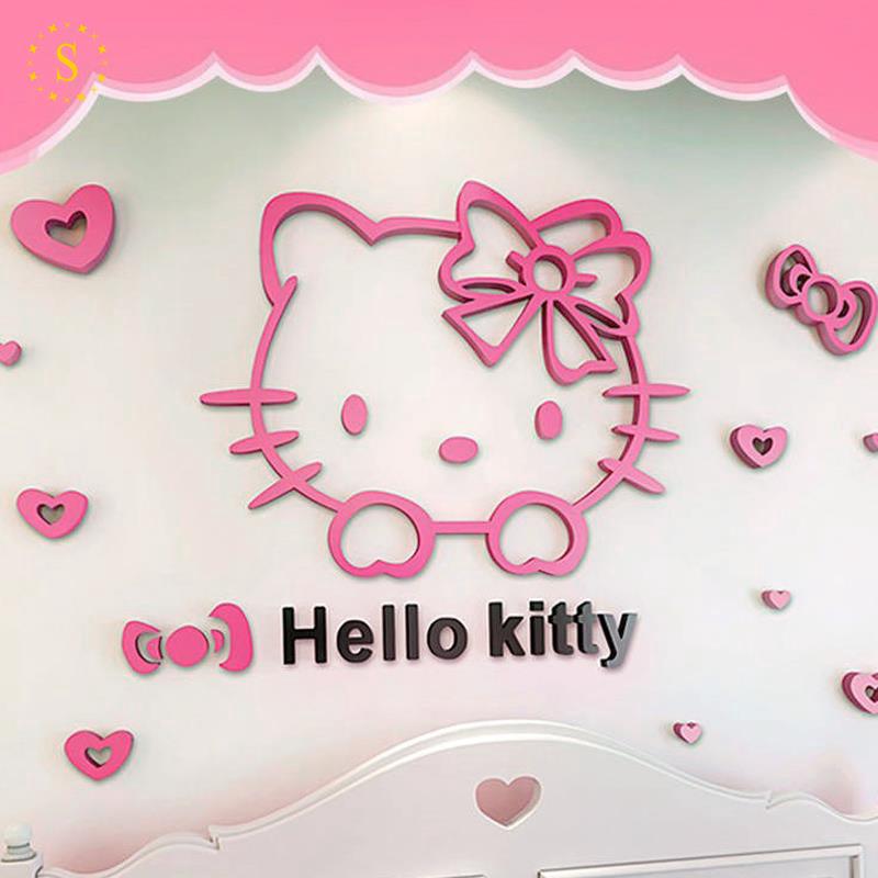 Miếng Dán Tường 3d Hình Hello Kitty