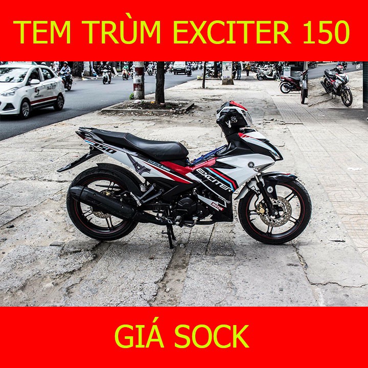 Tem Trùm Exciter 150 Ex Trắng Viền Đỏ ( mẫu mới )