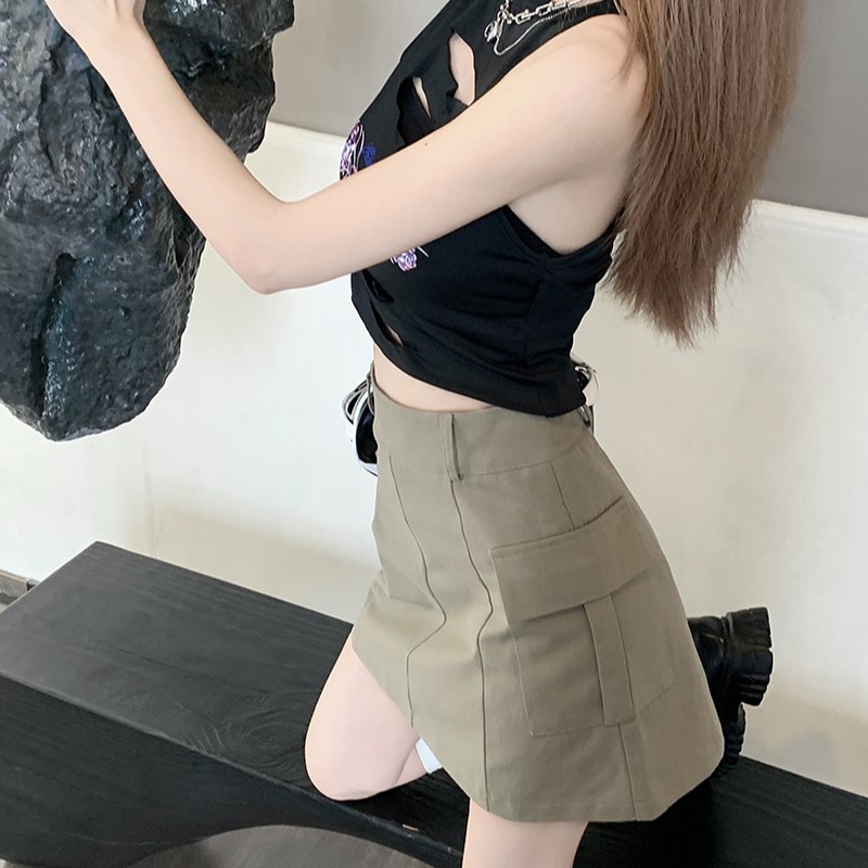 Chân váy nữ phối túi hông LEEVA  phong cách nhẹ nhàng đơn giản CV039