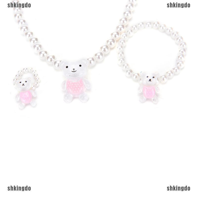 THINH Bộ Dây Chuyền + Vòng Tay Nhựa Xinh Xắn Cho Bé Gái