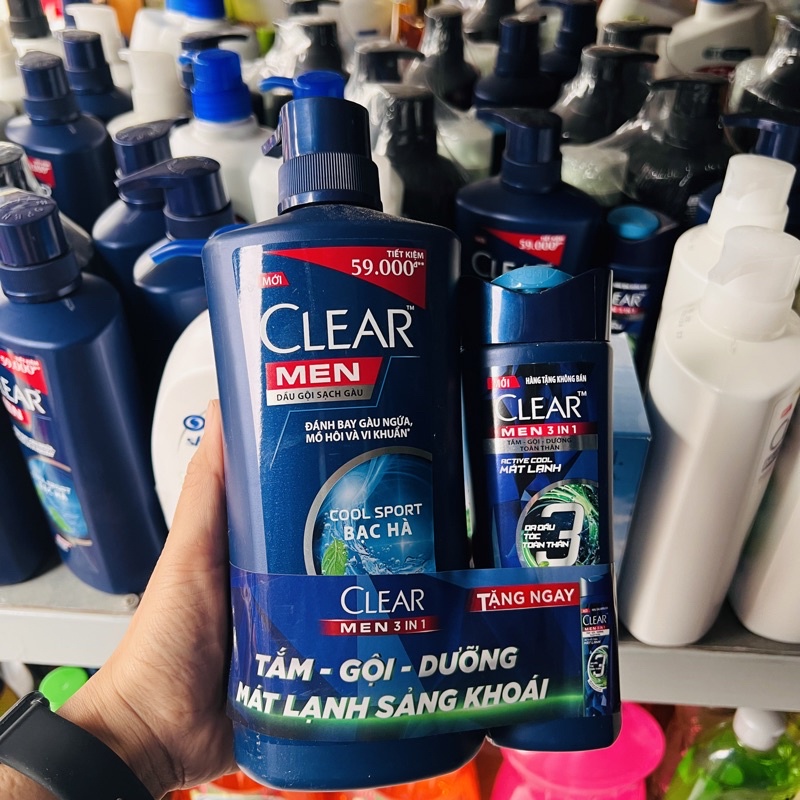 DẦU GỘI CLEAR BẠC HÀ/ MEN 650G MỚI CÓ TẶNG KÈM