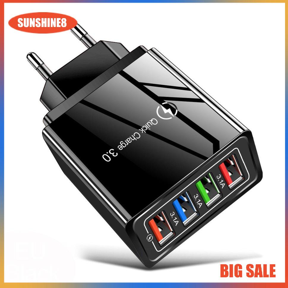 【SUN】Củ Sạc 4U Cổng USB Phích Cắm EU Cho Điện Thoại Di Động