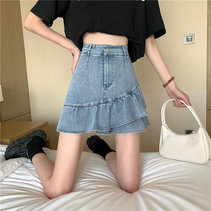 Chân Váy Jean Chữ a Đuôi Cá Bất Đối Xứng Lưng Cao Thời Trang Xuân Hè Hàng Mới Cho Bạn Gái