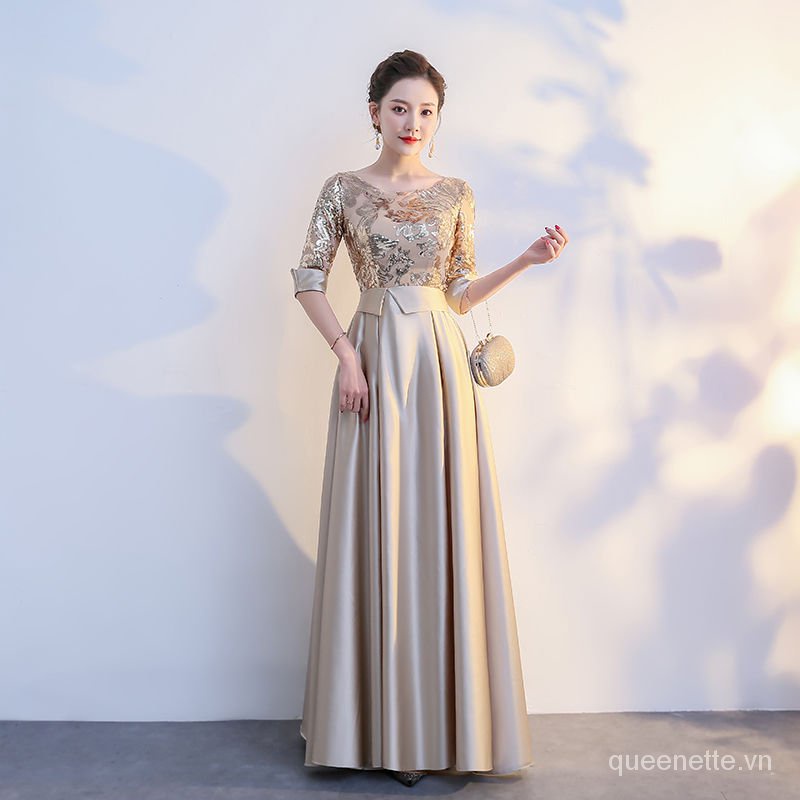 Đầm dạ hội chấm đất dáng ôm thanh lịch cho nữ