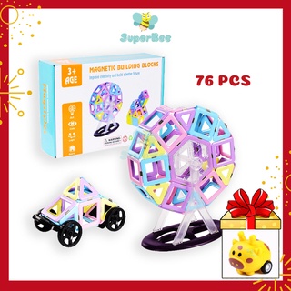 Đồ Chơi Lắp Ráp Nam Châm Pastel 76PCS, Xếp Hình SuperBee, Đồ Chơi Thông Minh Phát Triển Trí Tuệ