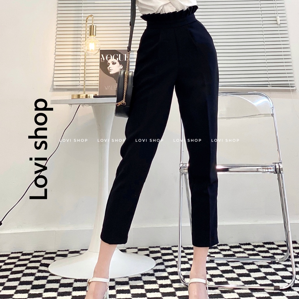 Quần tây công sở lưng bèo quần baggy xếp ly size s m l Lovi