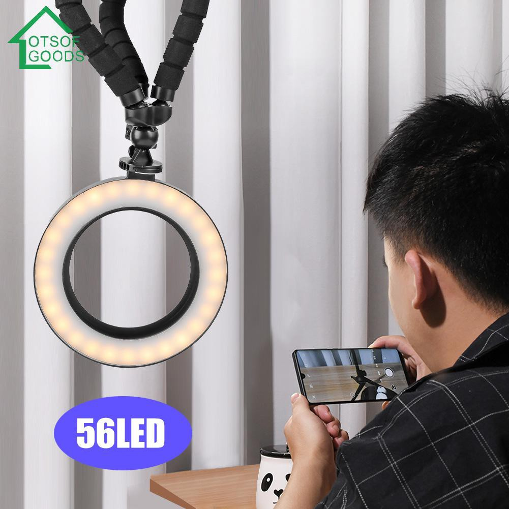 56 LED Dimmable Selfie Ring Light Photo Video Live Lamp with Phone Holder