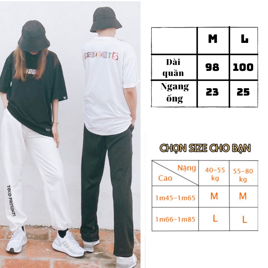 Quần Jogger TUCO Trắng , Ống suông Nam Nữ Unisex Form  Rộng Rút Dây Bo Gấu Vải Mịn Mềm Mát Quần Joker, Joger, Thể Thao