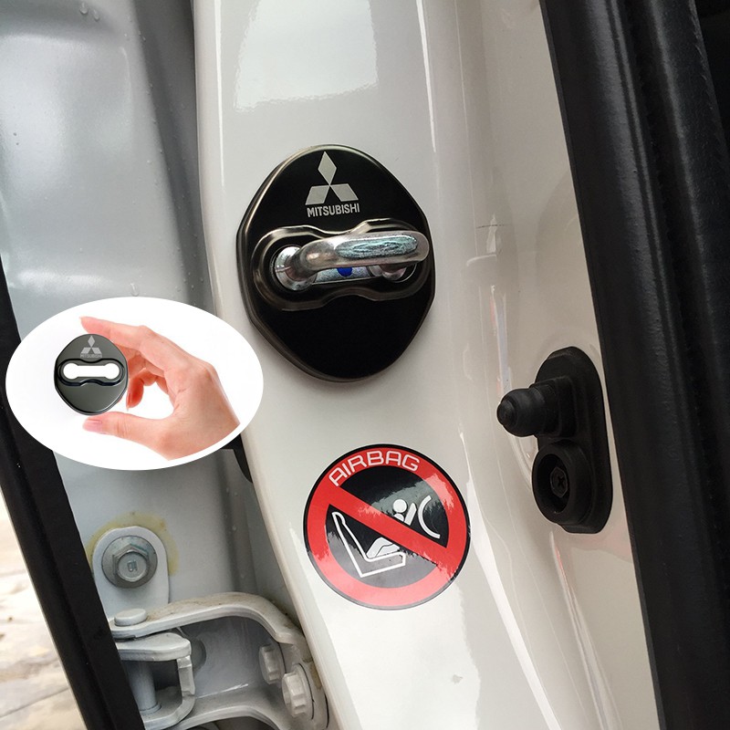 4 Sticker dán cửa xe hơi Mitsubishi RALLIART chất liệu thép không gỉ