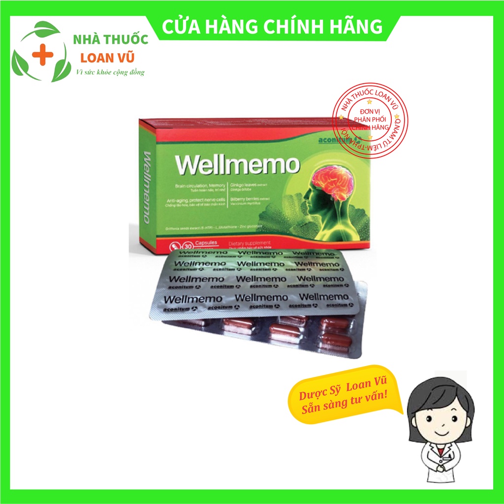 Bổ não WELLMEMO tăng tuần hoàn não, trí nhớ Chống lão hóa, bảo vệ tế bào thần kinh