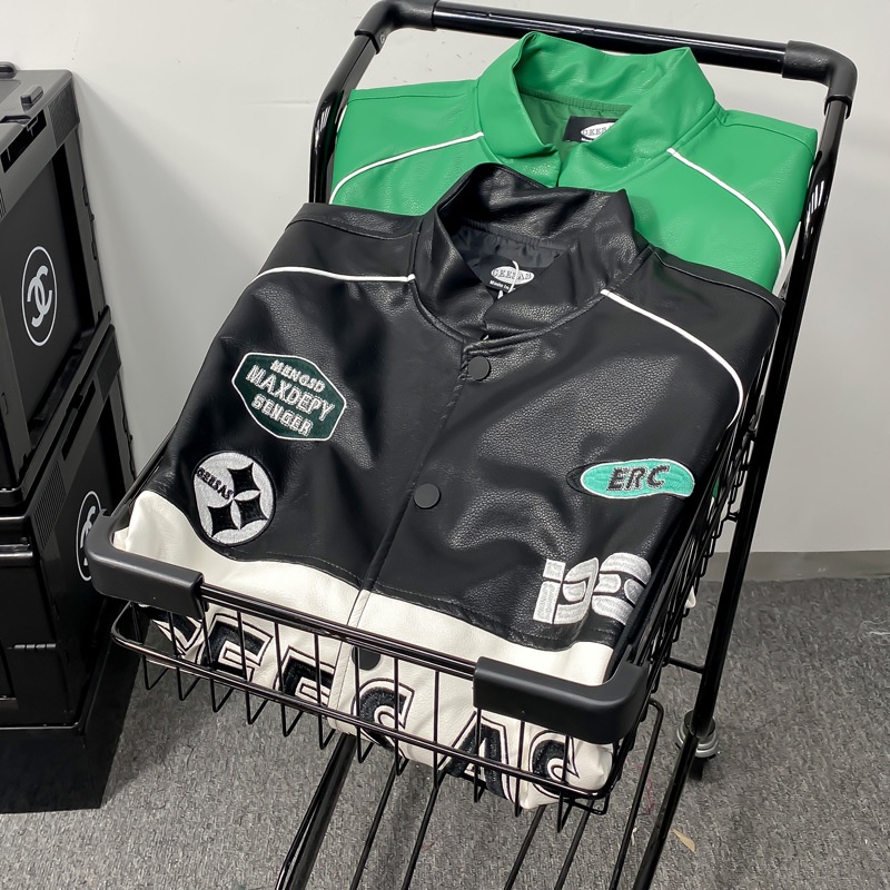 Áo Khoác Bóng Chày Da pu Phối Màu Tương Phản Kiểu Retro Cá Tính Cho Nam Và Nữ