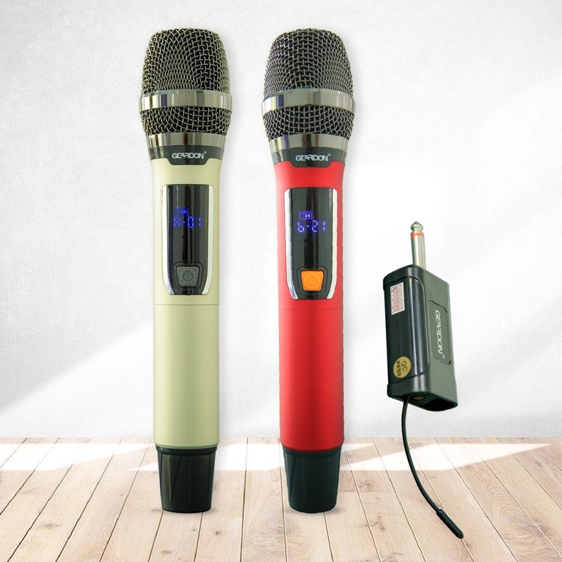 Bộ 2 Mic Karaoke Pin Sạc COK GED- LY - 2 Thân kim loại, Thời Lượng Pin Tối Đa Màn Hình LED Chống Nhiễu Chống Hú Giảm Ồn