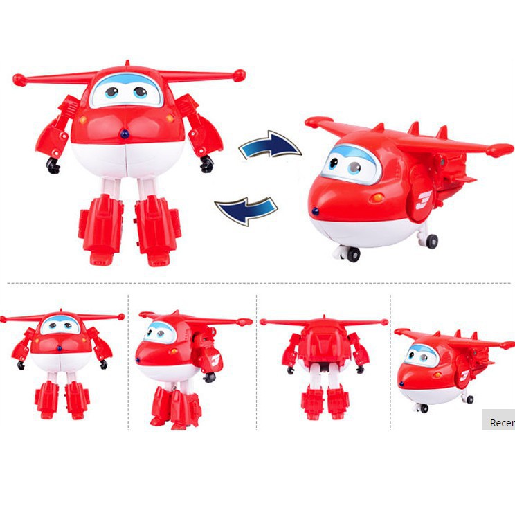 Super wings đồ chơi đội bay siêu đẳng mô hình nhân vật Jett tia chớp máy bay biến thành rô bốt mini