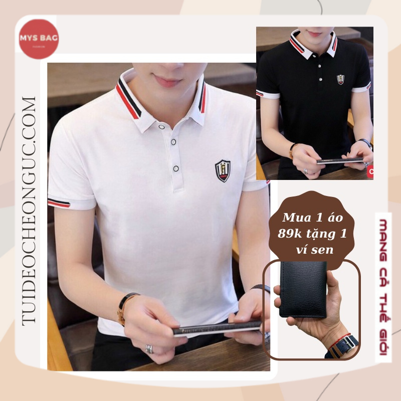 Áo Thun POLO Nam Ngắn Tay Cổ Trụ Họa Tiết Sọc Thun Vải Cotton NN-0027-tuideocheonguc.com