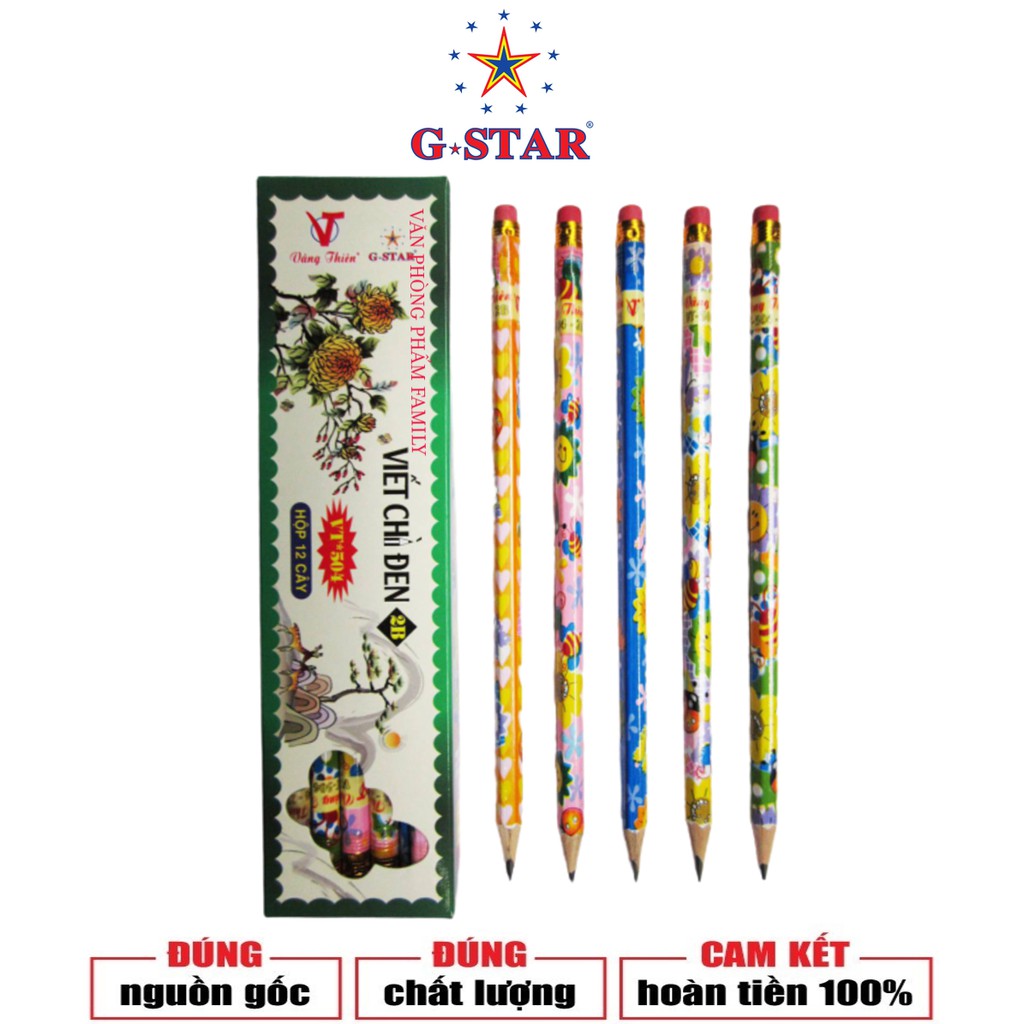 Hộp 12 cây viết chì G-STAR phong cách rực rỡ, thiết kế nhiều màu sinh động, nguyên liệu gỗ được lựa chọn tỉ mỉ