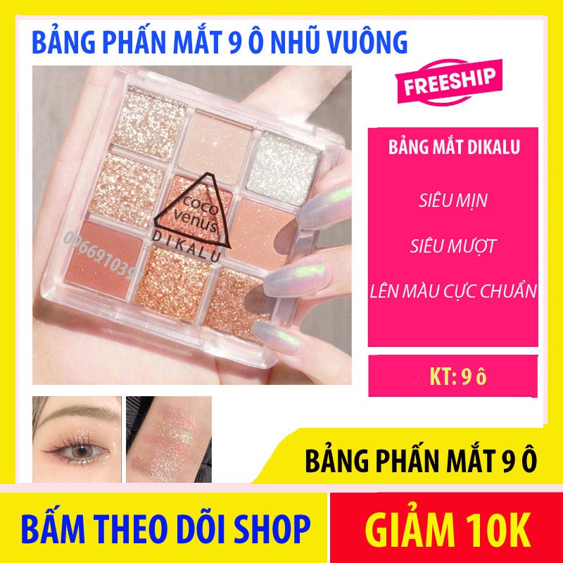 Bảng phấn Mắt Nhũ 9 Ô Vuông Dikalu Baby BB1, bảng phấn đánh mắt nhũ bắt sáng MTA | BigBuy360 - bigbuy360.vn