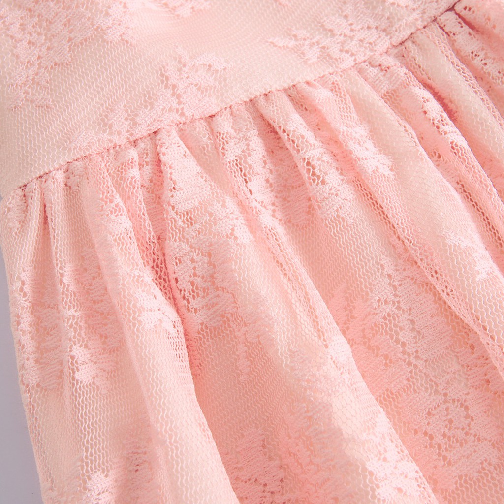 Đầm Sanlutoz Xòe Tay Ngắn Màu Hồng Ngọt Ngào Cho Bé Gái