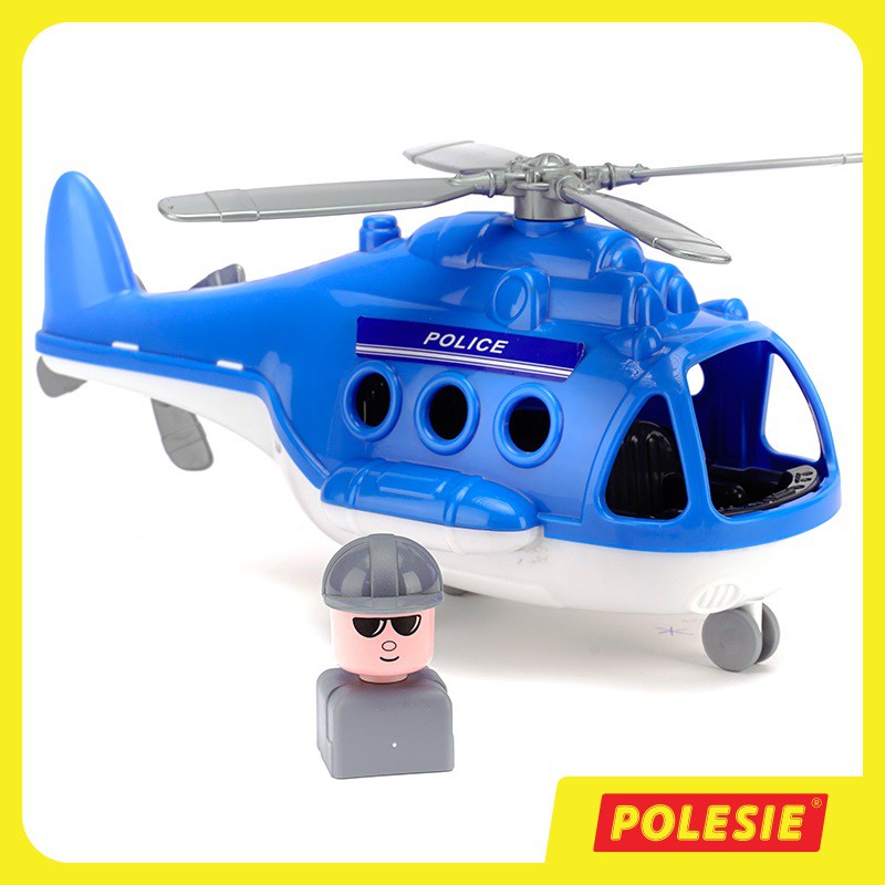 Đồ chơi Polesie chính hãng, Đồ Chơi Mô Hình Máy Bay Trực Thăng Cảnh Sát, Nhựa ABS An Toàn