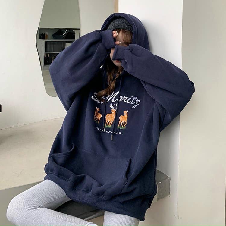 Áo Hoodie Nỉ Lót Bông FUNNY, chống nắng tránh mưa.chất thun nỉ ngoại hình tuần lộc.nón 2 lớp,in rõ đẹp,form dưới 70kg