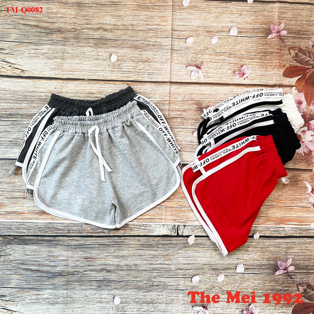 Quần short nữ The Mei 1992 - Quần đùi nữ chất cotton mát viền kẻ dáng hộp cạp chun dáng thể thao siêu đẹp | BigBuy360 - bigbuy360.vn